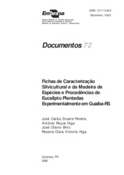 Thumbnail de Fichas de caracterização silvicultural e da madeira de espécies e procedências de eucalipto plantadas experimentalmente em Guaíba-RS.