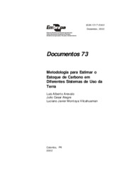 Thumbnail de Metodologia para estimar o estoque de carbono em diferentes sistemas de uso da terra.