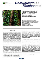 Thumbnail de Variabilidade espacial de teores de nutrientes em folhas de soja como ferramenta para agricultura de precisão.