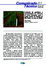 Thumbnail de Avaliação de genótipos e recomendação de cultivares de aveia forrageira, para a região Central do Estado de São Paulo, no ano de 2008.