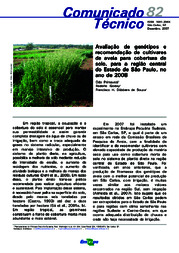 Thumbnail de Avaliação de genótipos e recomendação de cultivares de aveia para cobertura de solo, para a região central do Estado de São Paulo, no ano de 2008.