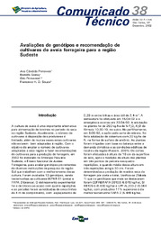 Thumbnail de Avaliações de genótipos e recomendação de cultivares de aveia forrageira para a região Sudeste.