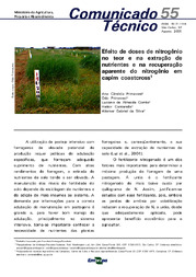 Thumbnail de Efeito de doses de nitrogênio no teor e na extração de nutrientes e na recuperação aparente do nitrogênio em capim-coastcross.