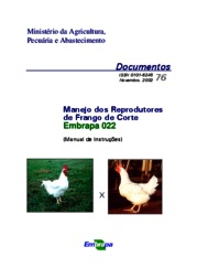 Thumbnail de Manual de manejo dos reprodutores de frango de corte Embrapa 022.