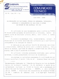 Thumbnail de Recomendações de cultivares, épocas de semeadura, populações, densidade e espaçamentos de soja para o Estado do Paraná no ano agrícola 1981/82.