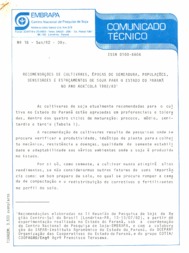 Thumbnail de Recomendações de cultivares, épocas de semeadura, populações, densidades e espaçamentos de soja para o Estado do Paraná no ano agrícola 1982/83.