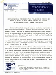 Thumbnail de Recomendações de inseticidas para utilização no programa de manejo de pragas da soja, safra 1983/84, nos Estados de Mato Grosso do Sul, Paraná e São Paulo.