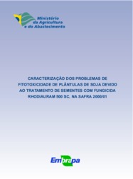 Thumbnail de Caracterização dos problemas de toxicidade de plântulas de soja devido ao tratamento de sementes com fungicida rhodiauram 500 SC, na safra 2000/01.