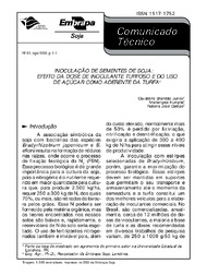 Thumbnail de Inoculação de sementes de soja: efeito da dose de inoculante turfoso e do uso de açúcar como aderente da turfa.