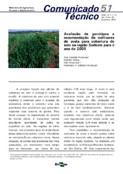 Thumbnail de Avaliação de genótipos e recomendação de cultivares de aveia para cobertura de solo na região Sudeste para o ano de 2005.