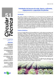 Thumbnail de Instalação da lavoura de soja: época, cultivares, espaçamento e população de plantas.