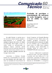 Thumbnail de Avaliação de genótipos e recomendação de cultivares de aveia forrageira, para, o ano de 2006, na região Sudeste.