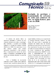 Thumbnail de Avaliação de genótipos e recomendação de cultivares de aveia para cobertura de solo, na região Sudeste, para o ano de 2006.