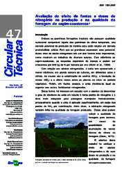 Thumbnail de Avaliação do efeito de fontes de doses de nitrogênio na produção e na qualidade da forragem de capim-coastcross.