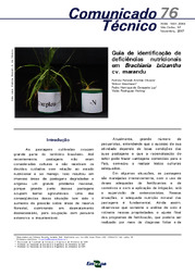 Thumbnail de Guia de identificação de deficiências nutricionais em Brachiaria brizantha cv. marandu.