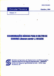 Thumbnail de Recomendações básicas para o cultivo de cenoura (Daucus carota L.) no Acre.