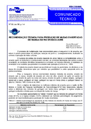 Thumbnail de Recomendação técnica para produção de mudas enxertadas de manga em Rio Branco- Acre.