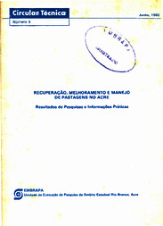 Thumbnail de Recuperação, melhoramento e manejo de pastagens no Acre: resultados de pesquisa e informações práticas.
