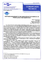 Thumbnail de Adaptação de equipamento para destilação de óleo essencial de pimenta longa (Piper hispidinervum).