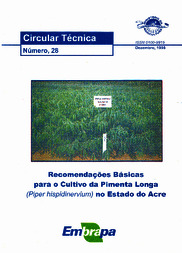 Thumbnail de Recomendações básicas para o cultivo da pimenta longa (Piper hispidinervum) no Estado do Acre.