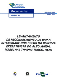 Thumbnail de Levantamento de reconhecimento de baixa intensidade dos solos da Reserva Extrativista do Alto Juruá, Marechal Thaumaturgo, Acre.