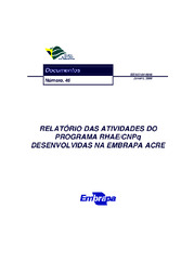 Thumbnail de Relatório das atividades do Programa RHAE/CNPq desenvolvidas na Embrapa Acre.