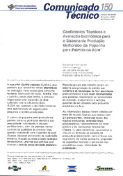 Thumbnail de Coeficientes técnicos e avaliação econômica para o sistema de produção melhorado da pupunha para palmito no Acre.