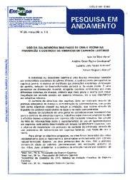 Thumbnail de Uso da salinomicina nas fases de cria e recria na prevenção e controle da eimeriose de caprinos leiteiros.