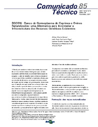 Thumbnail de BGCON - Banco de Germoplasma de Caprinos e Ovinos Naturalizados: uma alternativa para inventariar a infra-estrutura dos recursos genéticos existentes.