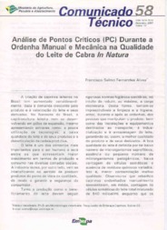 Thumbnail de Análise de pontos críticos (PC) durante a ordenha manual e mecânica na qualidade do leite de cabra In Natura.