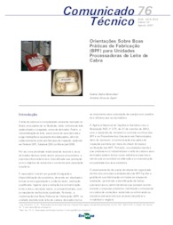 Thumbnail de Orientações sobre boas práticas de fabricação (BPF) para unidades processadoras de leite de cabra.