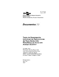 Thumbnail de Teste de desempenho individual de reprodutores da raça Santa Inês: resultados da prova em Araripe-CE/2007.