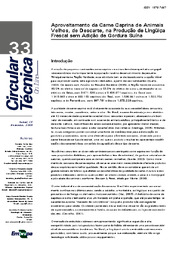 Thumbnail de Aproveitamento da carne caprina de animais velhos, de descarte, na produção de lingüiça frescal sem adição de gordura suína.