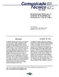 Thumbnail de Epidemiologia molecular no controle de qualidade da produção de leite de cabra.