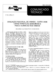 Thumbnail de Avaliação Nacional de Vinhos: safra 2000: características sensoriais e físico-químicas dos vinhos.