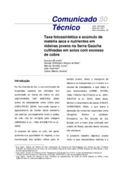 Thumbnail de Taxa fotossintética e acúmulo de matéria seca e nutrientes em videiras jovens na Serra Gaúcha cultivadas em solos com excesso de cobre.