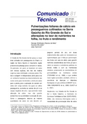 Thumbnail de Pulverizações foliares de cálcio em pessegueiros cultivados na Serra Gaúcha do Rio Grande do Sul e alterações no teor de nutrientes na folha, no fruto e rendimento.