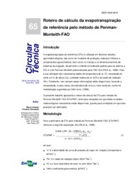 Thumbnail de Roteiro de cálculo da evapotranspiração de referência pelo método de Penman- Monteith-FAO.