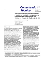 Thumbnail de Alterações do teor de nitrogênio na folha e pecíolo, na produção e composição da uva pela adubação nitrogenada em videiras no Planalto do Rio Grande do Sul.