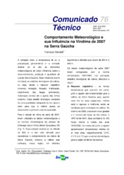 Thumbnail de Comportamento meteorológico e sua influência na vindima de 2007 na Serra Gaúcha.