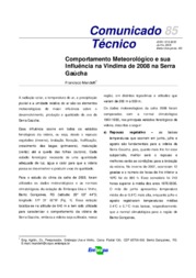 Thumbnail de Comportamento meteorológico e sua influência na vindima de 2008 na Serra Gaúcha.