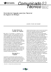 Thumbnail de Controle da irrigação para uso racional de água e de energia.