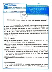 Thumbnail de Recomendações para o cultivo de trigo nos cerrados, em 1984.