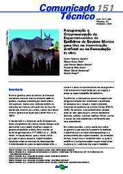 Thumbnail de Recuperação e criopreservação de espermatozóides do epidídimo de bovinos mortos para uso na inseminação artificial ou fecundação in vitro.