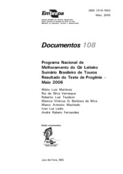 Thumbnail de Programa nacional de melhoramento do gir leiteiro - Sumário brasileiro de touros - Resultados do teste de progênie - maio 2006.