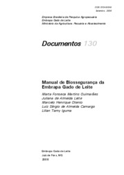 Thumbnail de Manual de Biossegurança da Embrapa Gado de Leite.