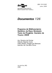 Thumbnail de Programa de melhoramento genético da raça Girolando - teste de progênie: sumário de touros 2008.
