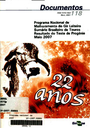 Thumbnail de Programa nacional de melhoramento do gir leiteiro: sumário brasileiro de touros resultado do teste de progênie - maio 2007.