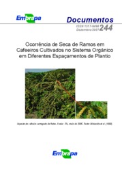 Thumbnail de Ocorrência de seca de ramos em cafeeiros cultivados no sistema orgânico em diferentes espaçamentos de plantio.