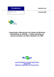 Thumbnail de Organização e manutenção da coleção de bactérias diazotróficas do CNPAB. 1. Dados referentes ao período de janeiro de 1994 a dezembro de 1999.